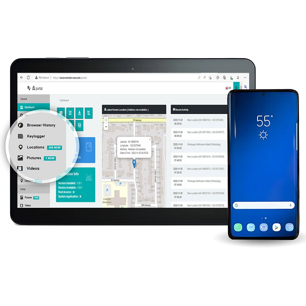 Aplicación oculta de monitoreo parental para Android y rastreador de teléfonos celulares
