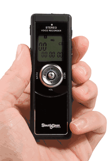 130 hour Quad Power Digital Phone & Room Voice Activated Recorder W/ Extended Battery Pack