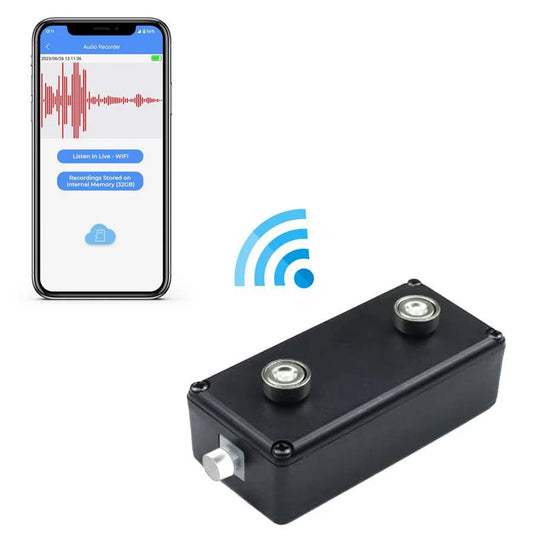 Black Vox 32GB Wi-Fi Covert Audio Recorder & Remote Listening Bug