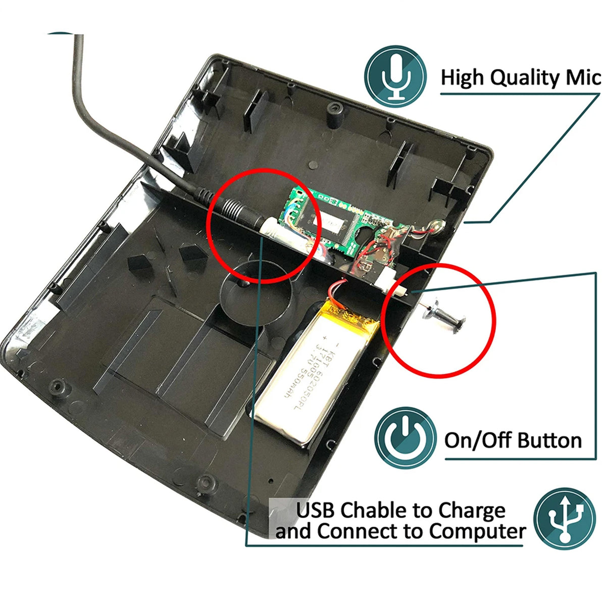 Calculator Voice-Activated Audio Recorder: 75-Day Battery Professional Device