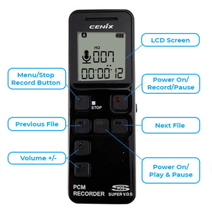 PBN-TEC Premium 8GB Password Protected Audio Recorder | 1040-Hr Voice Activated Spy Recorder