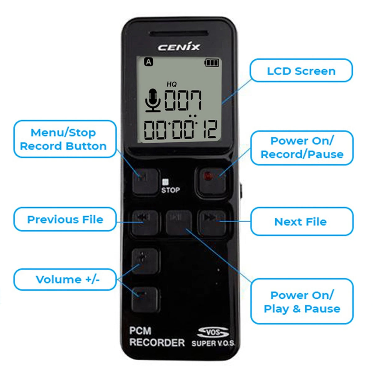 PBN-TEC Premium 8GB Password Protected Audio Recorder | 1040-Hr Voice Activated Recorder