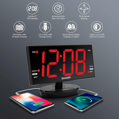 1080P HD Wi-Fi Alarm Clock Radio Security Camera with Swivel Display, 128GB Storage | Pro Series | Custom Assembled in USA