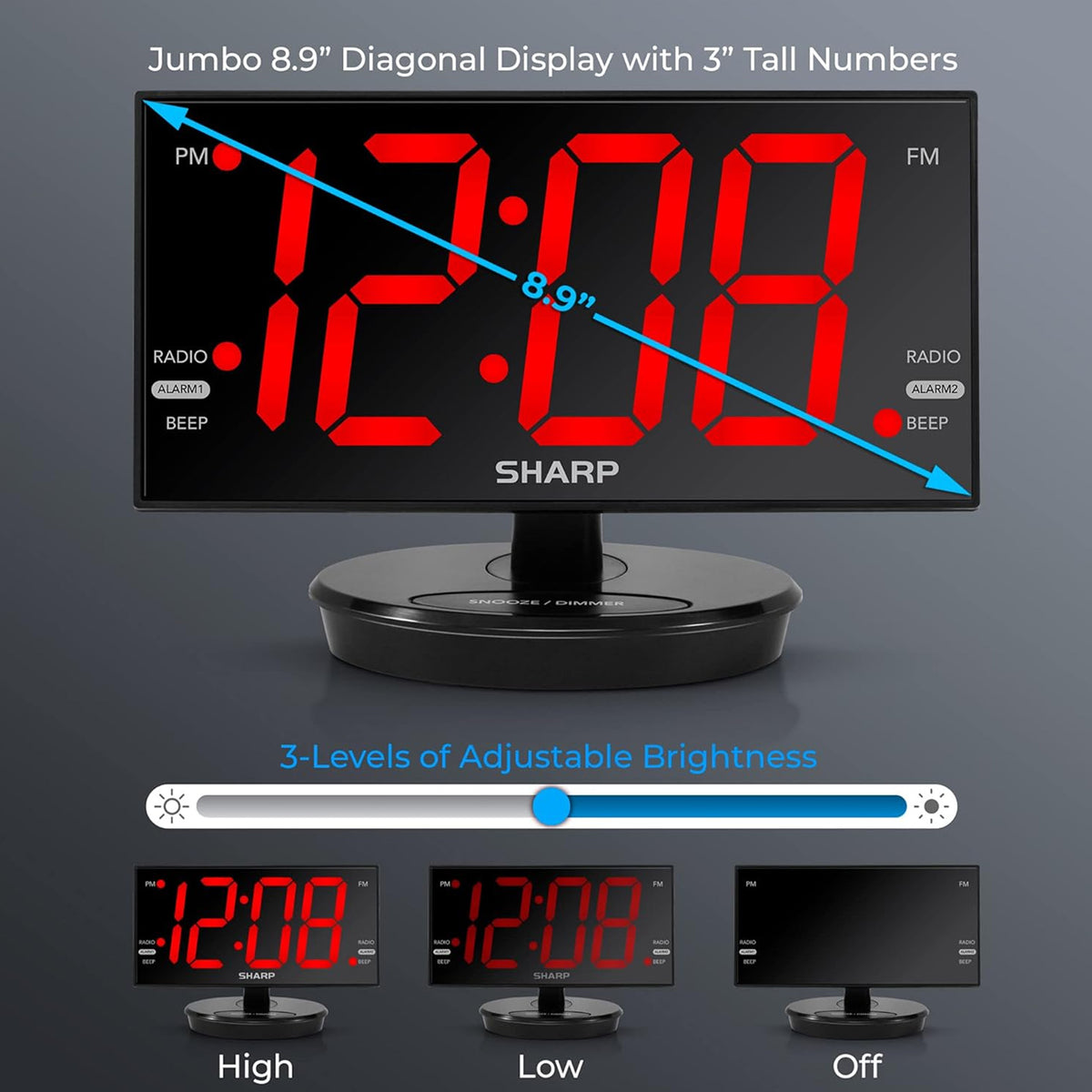 1080P HD Wi-Fi Alarm Clock Radio Security Camera with Swivel Display, 128GB Storage | Pro Series | Custom Assembled in USA
