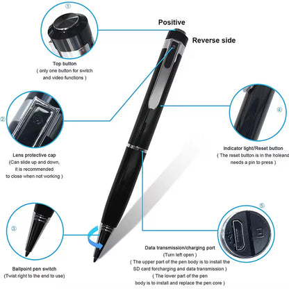 V7 Professional 1080P HD Writing Pen Recorder with Audio and 32GB SD Card