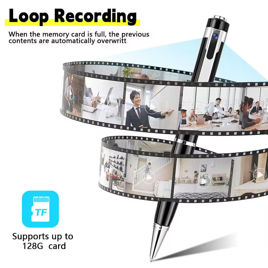 V7 Professional 1080P HD Writing Pen Recorder with Audio and 32GB SD Card