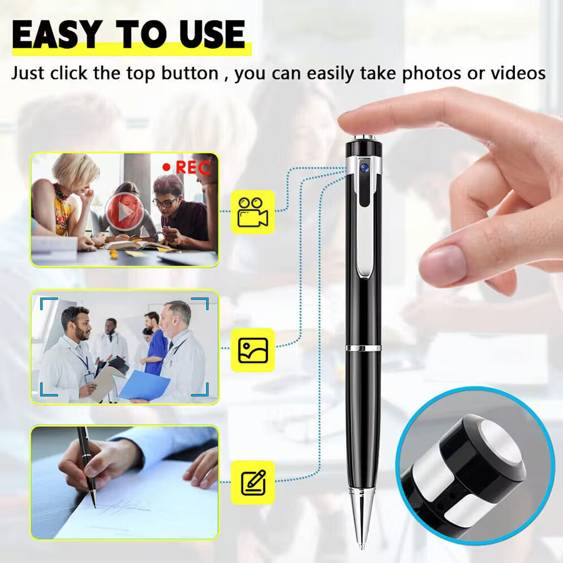 V7 Professional 1080P HD Writing Pen Recorder with Audio and 32GB SD Card
