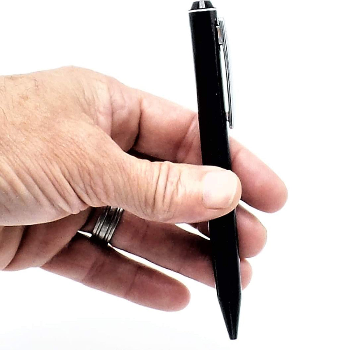 MQ78 Slim-line voice-activated covert digital spy pen audio recorder front pocket view