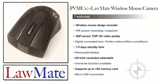 Lawmate Covert Wireless Mouse Hidden Camera w/DVR