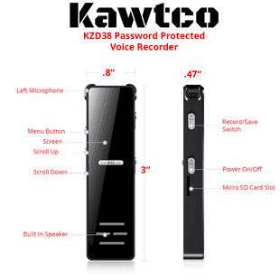 Password protected Spy Audio Recorder Voice Activated Hidden Device