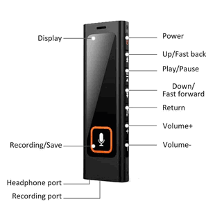 Voice Activated Audio Recorder | 24 Hour Continuous Battery | 8 GB Storage | Password Protected | Date and Time Stamp